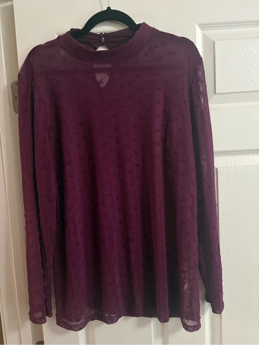 Lane Bryant blouse top chiffon sheer polka dot mock neck feminine 18/20